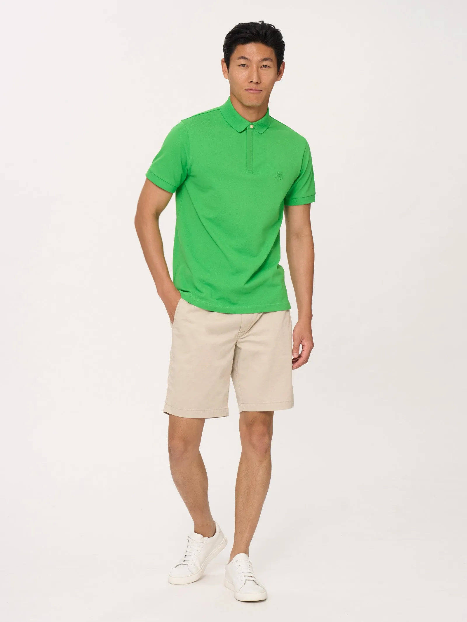 Polo in Eco Cotton Piquet Stretch - Asphalt