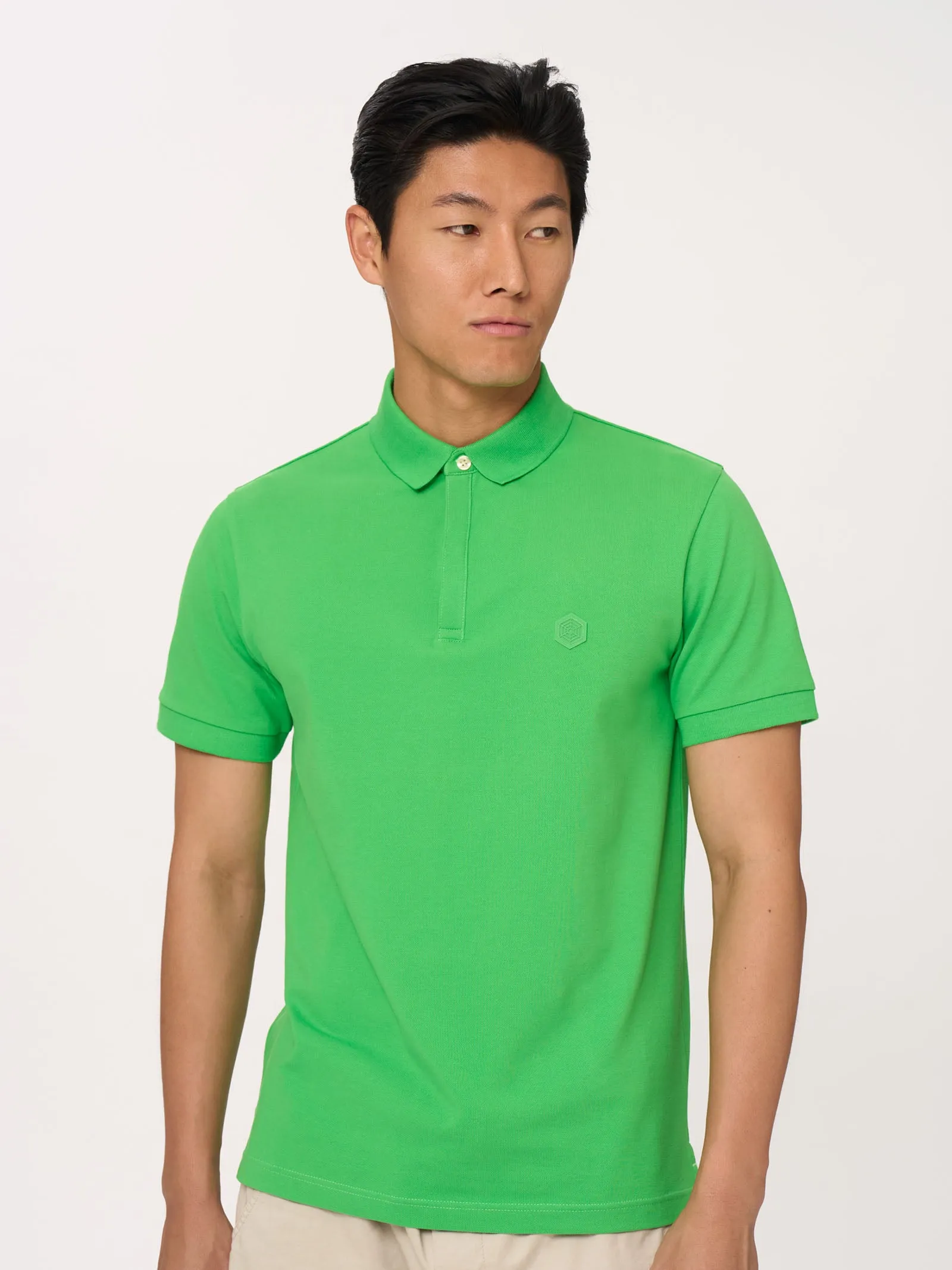 Polo in Eco Cotton Piquet Stretch - Asphalt