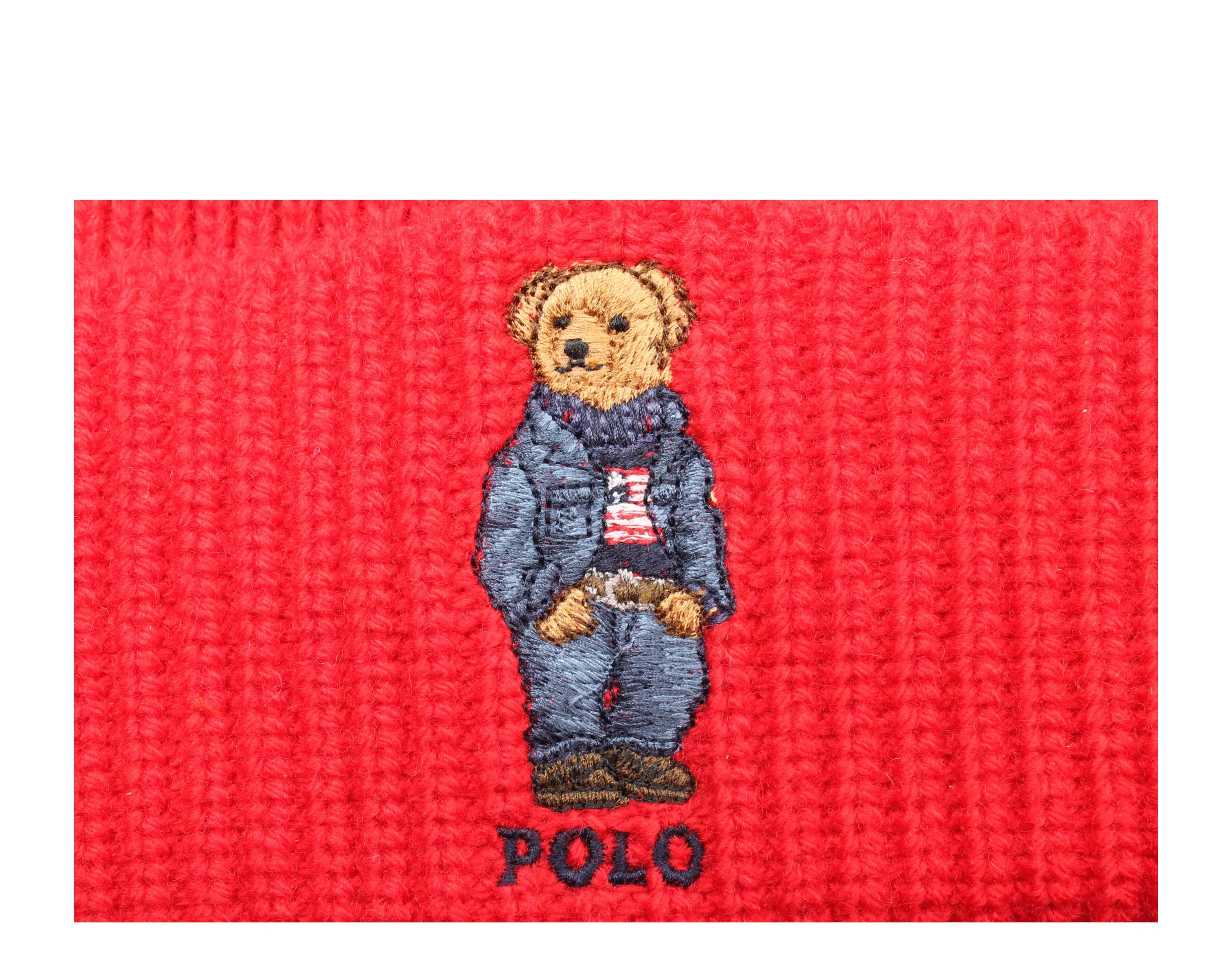 Polo Ralph Lauren Polo Bear Jean Jacket Sweater Knit Cuffed Hat