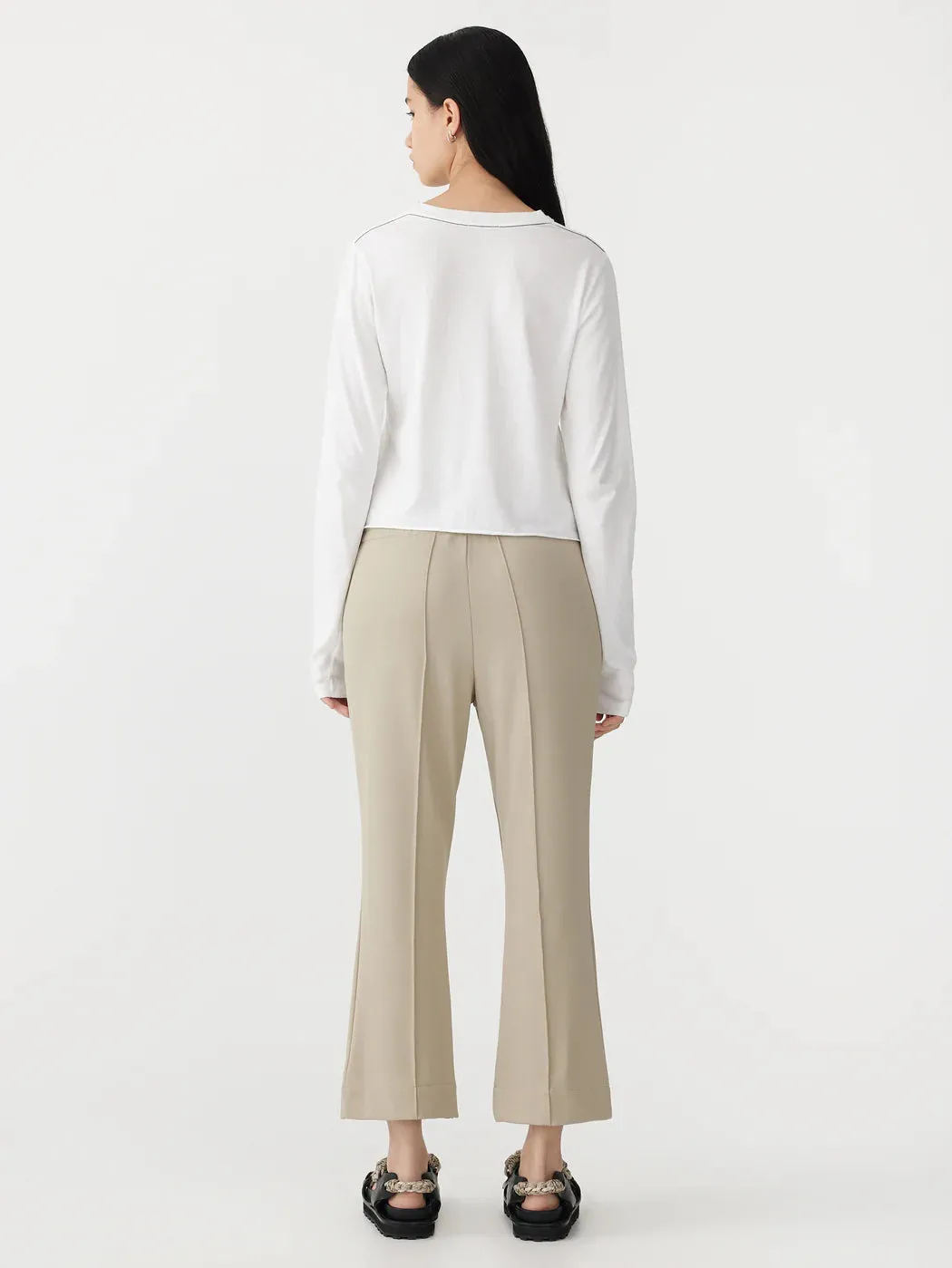 (PRE-ORDER) TWILL FLARED PANT - LIGHT TAN