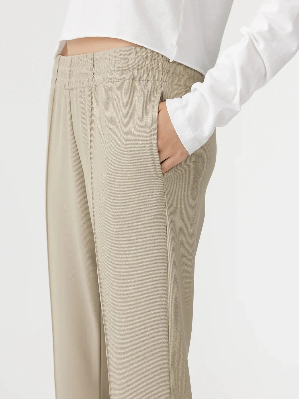 (PRE-ORDER) TWILL FLARED PANT - LIGHT TAN