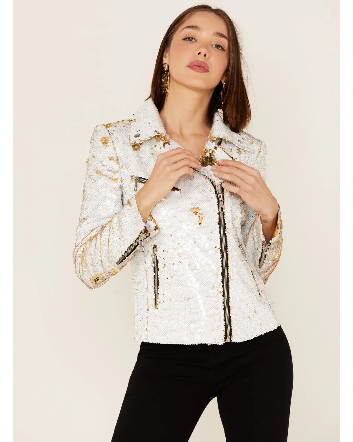 Product Name:  Any Old Iron Women's Sequined Moto Jacket