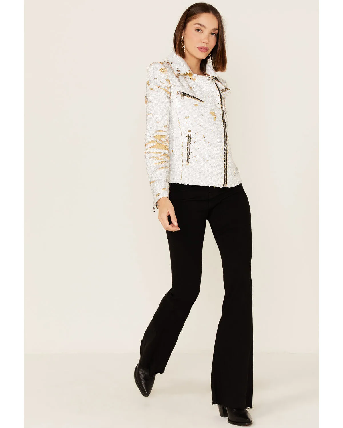 Product Name:  Any Old Iron Women's Sequined Moto Jacket