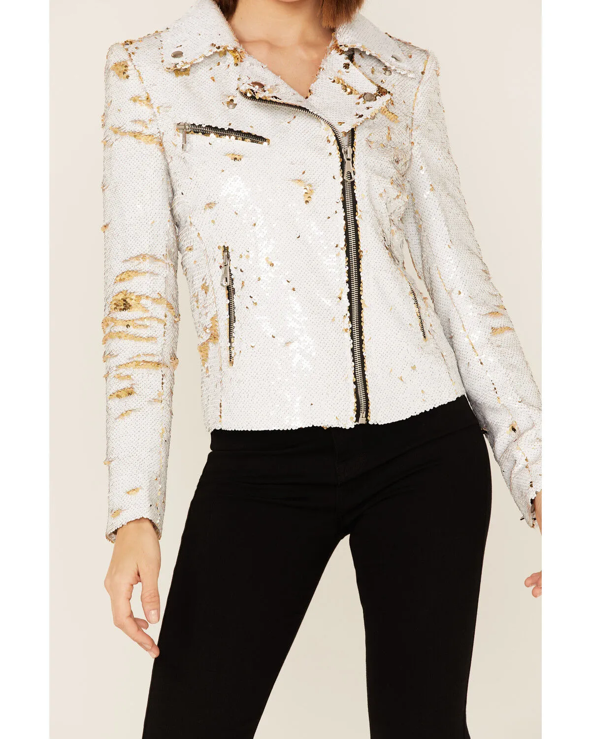 Product Name:  Any Old Iron Women's Sequined Moto Jacket