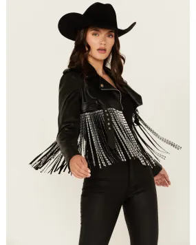 Product Name:  Azalea Wang Women's Jette Cropped Fringe Moto Jacket