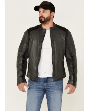 Product Name:  Maruitius Leather Men's Plexo Gray Zip-Front Leather Moto Jacket