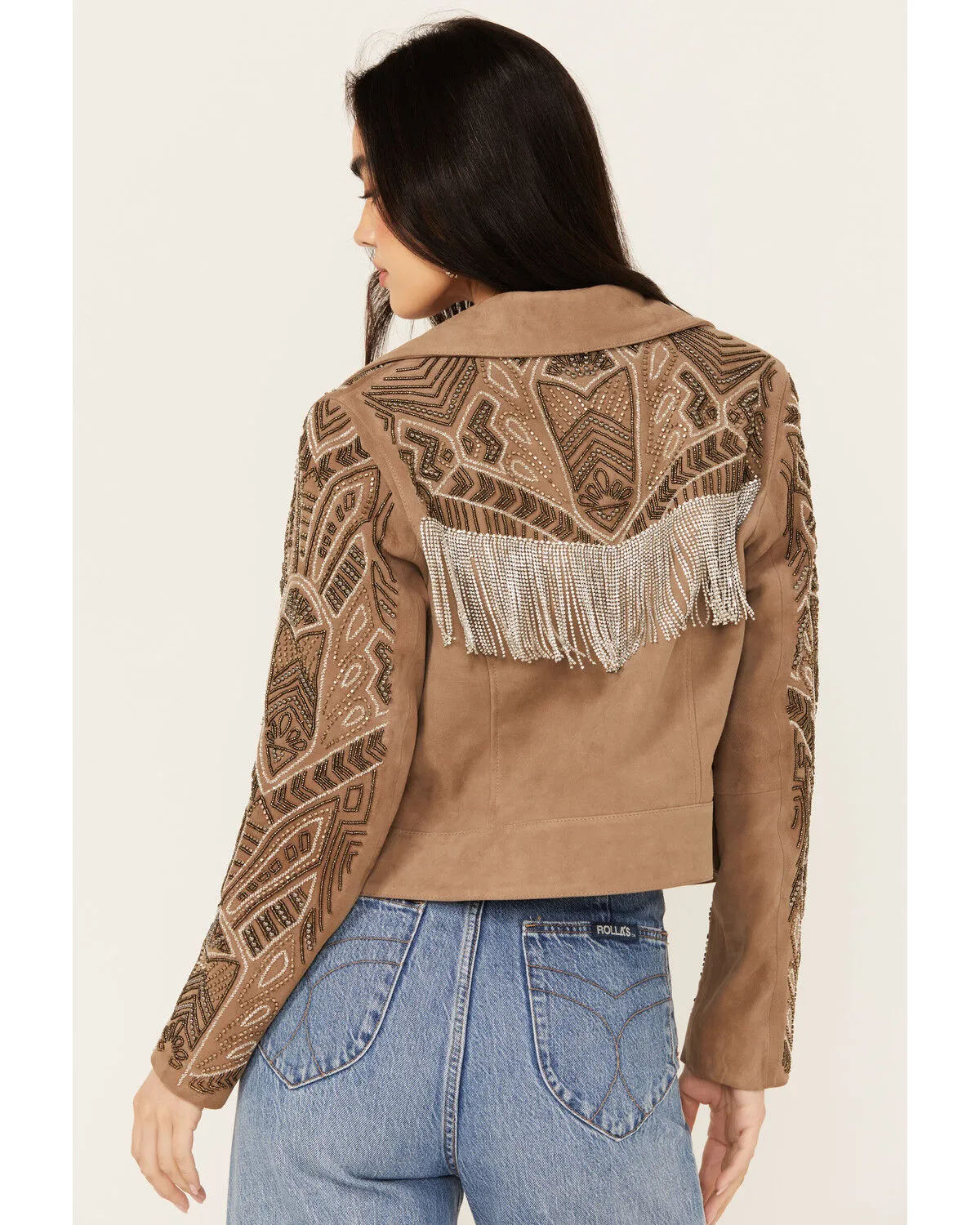 Product Name:  Wonderwest Women's Mountain Trail Embellished Suede Moto Jacket