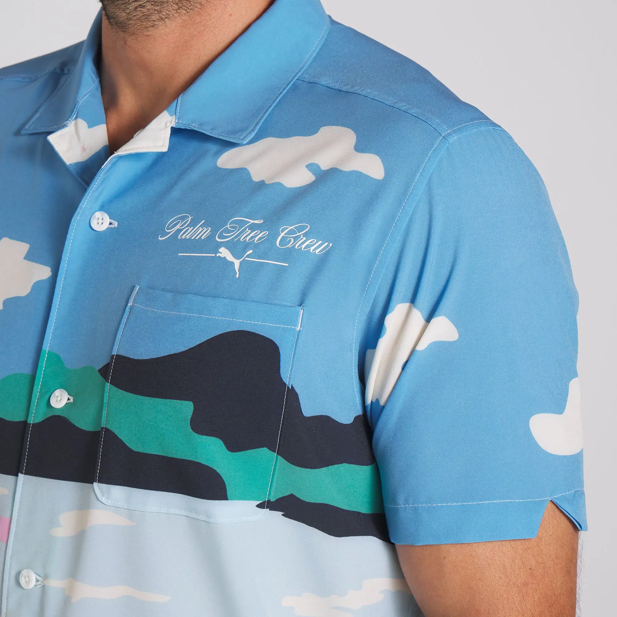 Puma x PTC Open Collar Print Golf Shirt