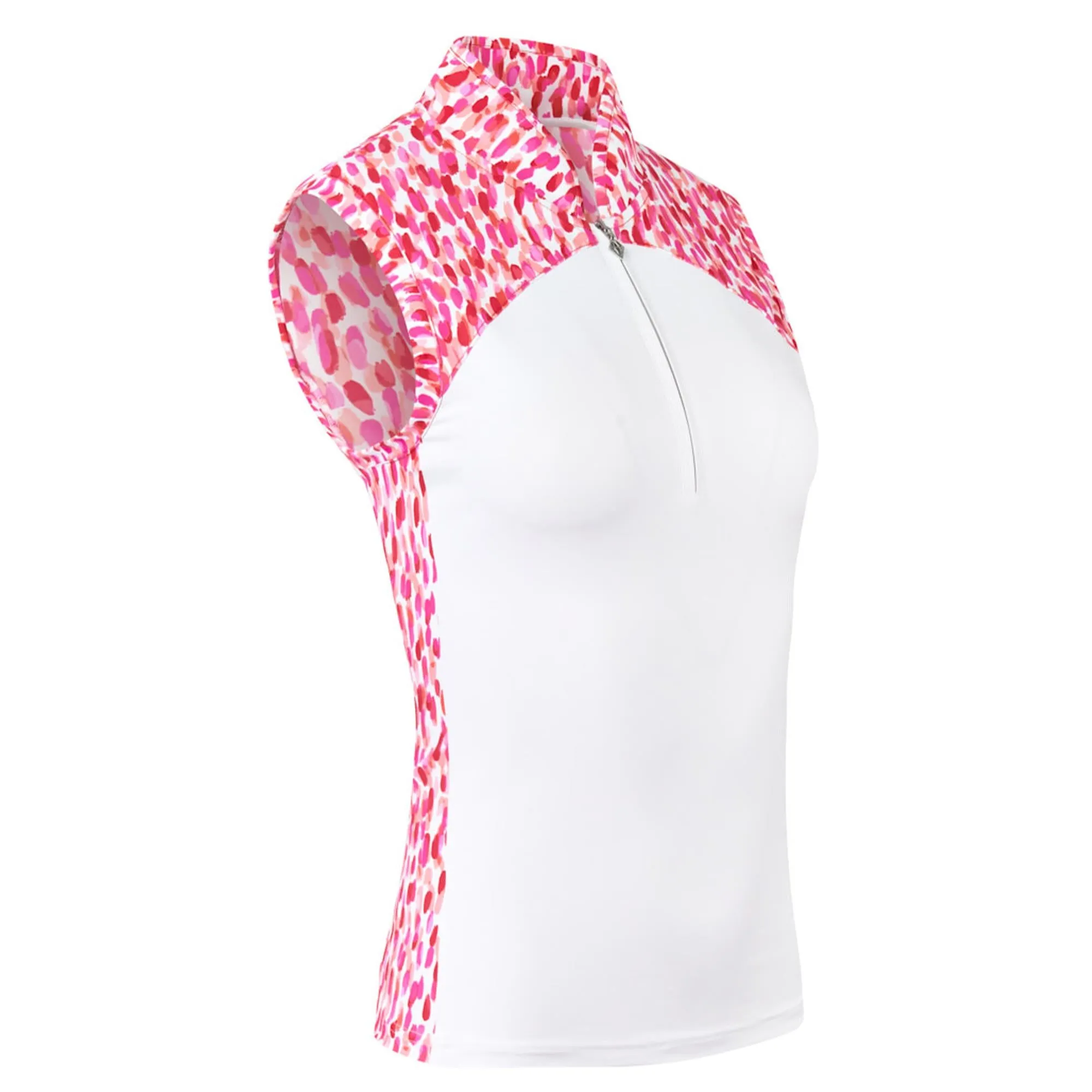 Pure Golf Freda Sleeveless Ladies Golf Polo Shirt Petal Polka