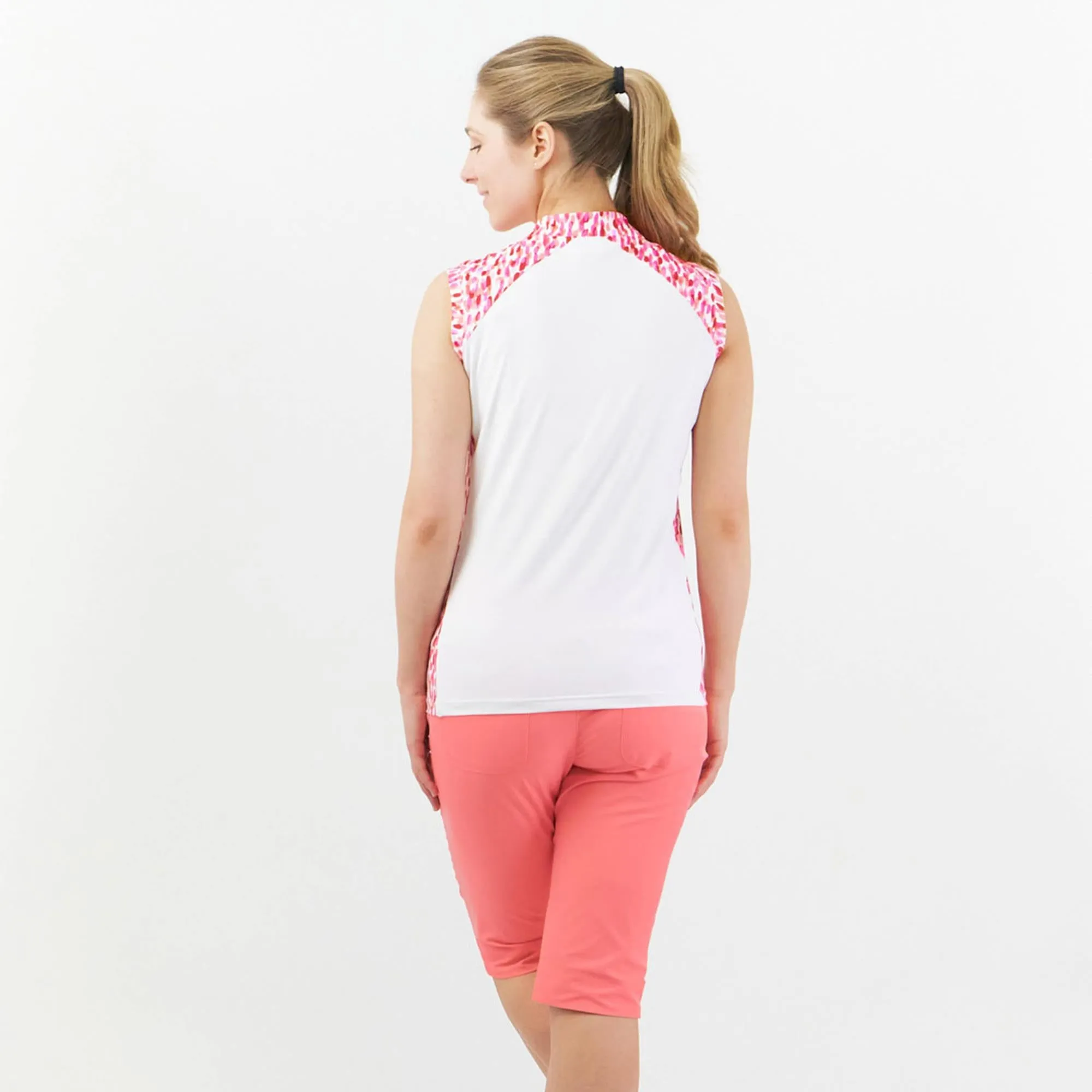 Pure Golf Freda Sleeveless Ladies Golf Polo Shirt Petal Polka