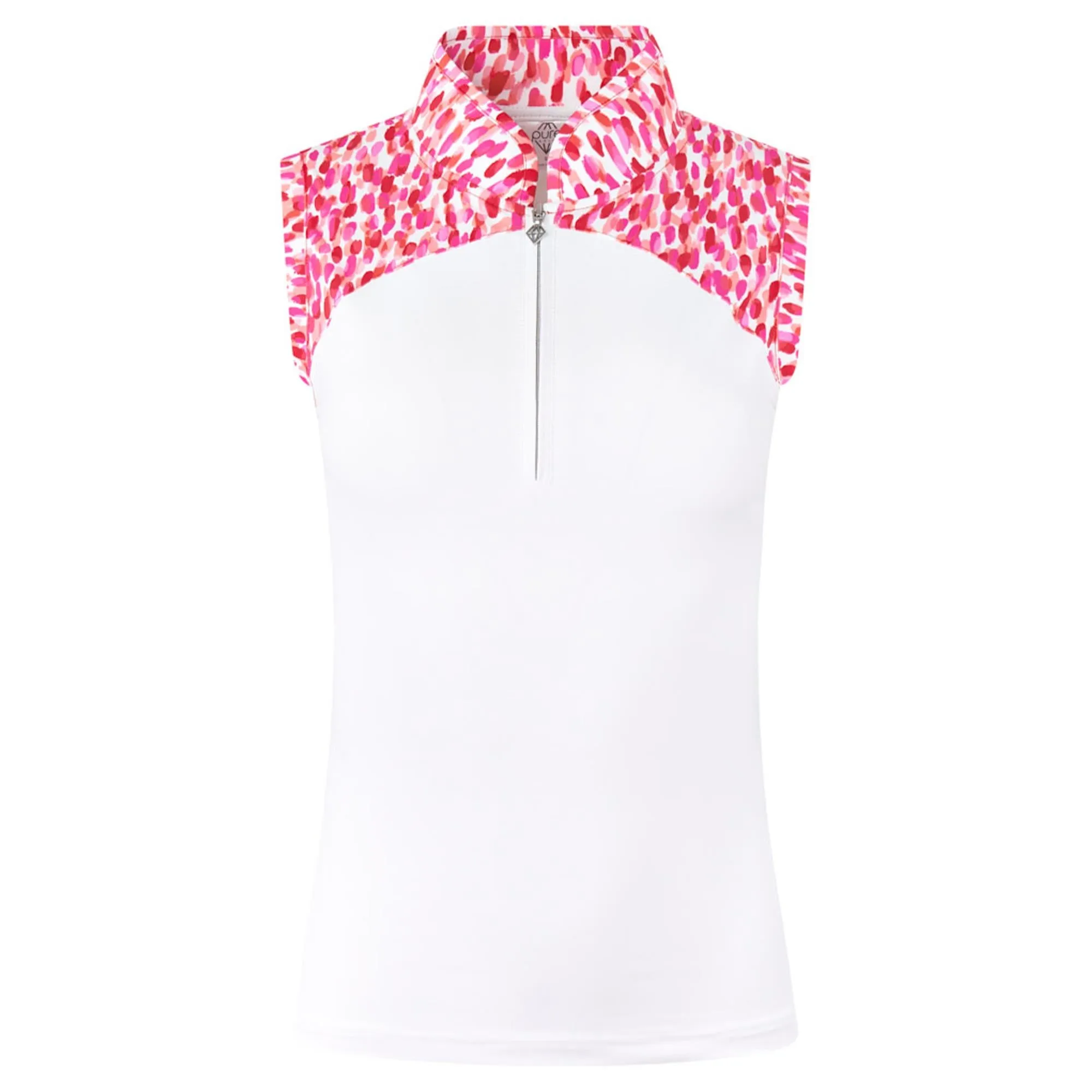 Pure Golf Freda Sleeveless Ladies Golf Polo Shirt Petal Polka