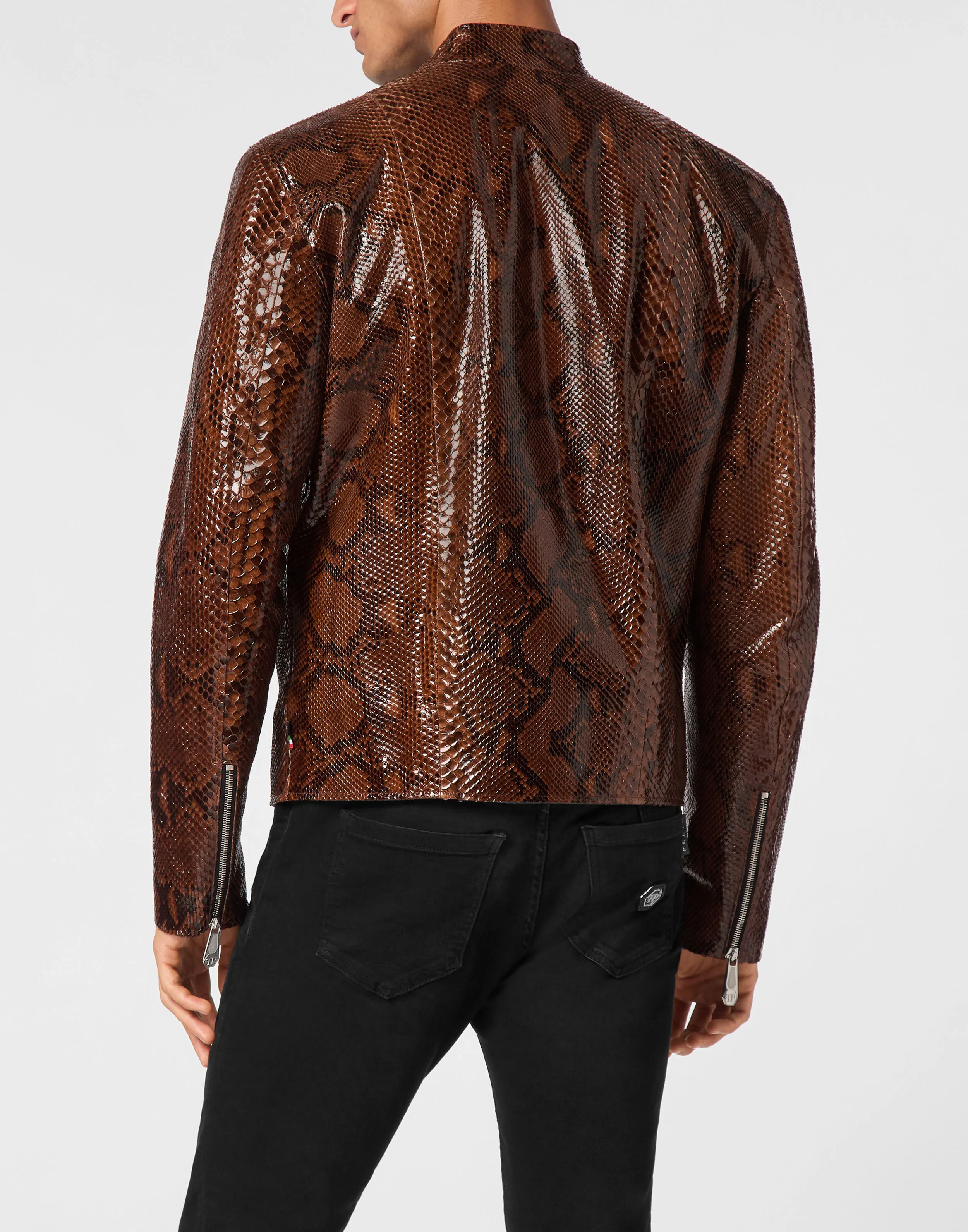 Python Leather Moto Jacket