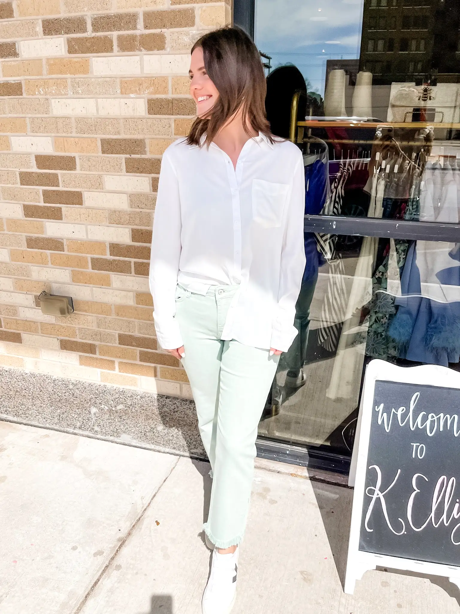 Rayon Button Down Classic Shirt- Off White