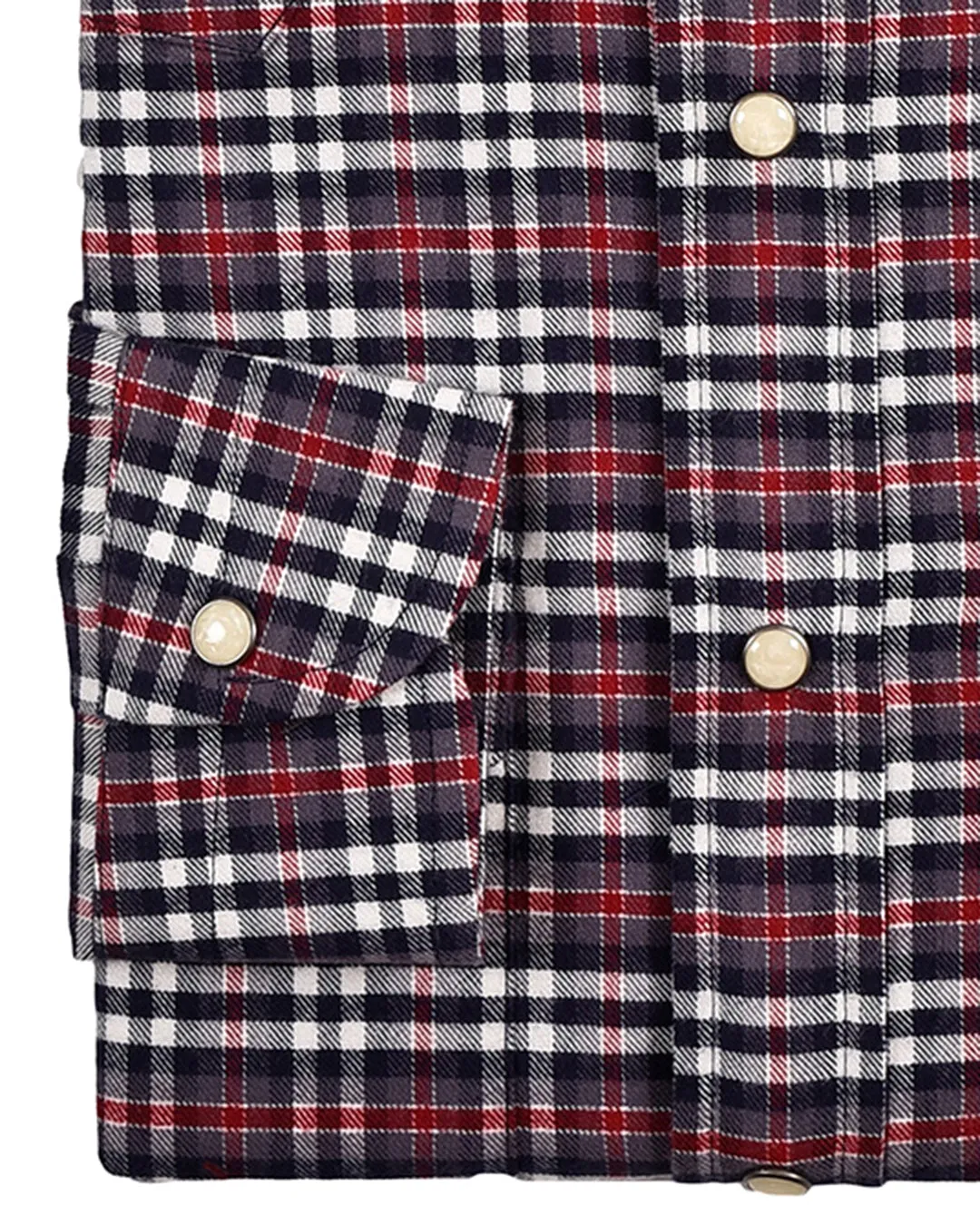 Red Navy Checks Flannel Work Shirt