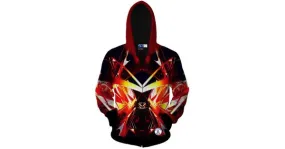 Red Orange Triangle Fire Long Sleeves Mens Jacket Winter Hooded Hoodies