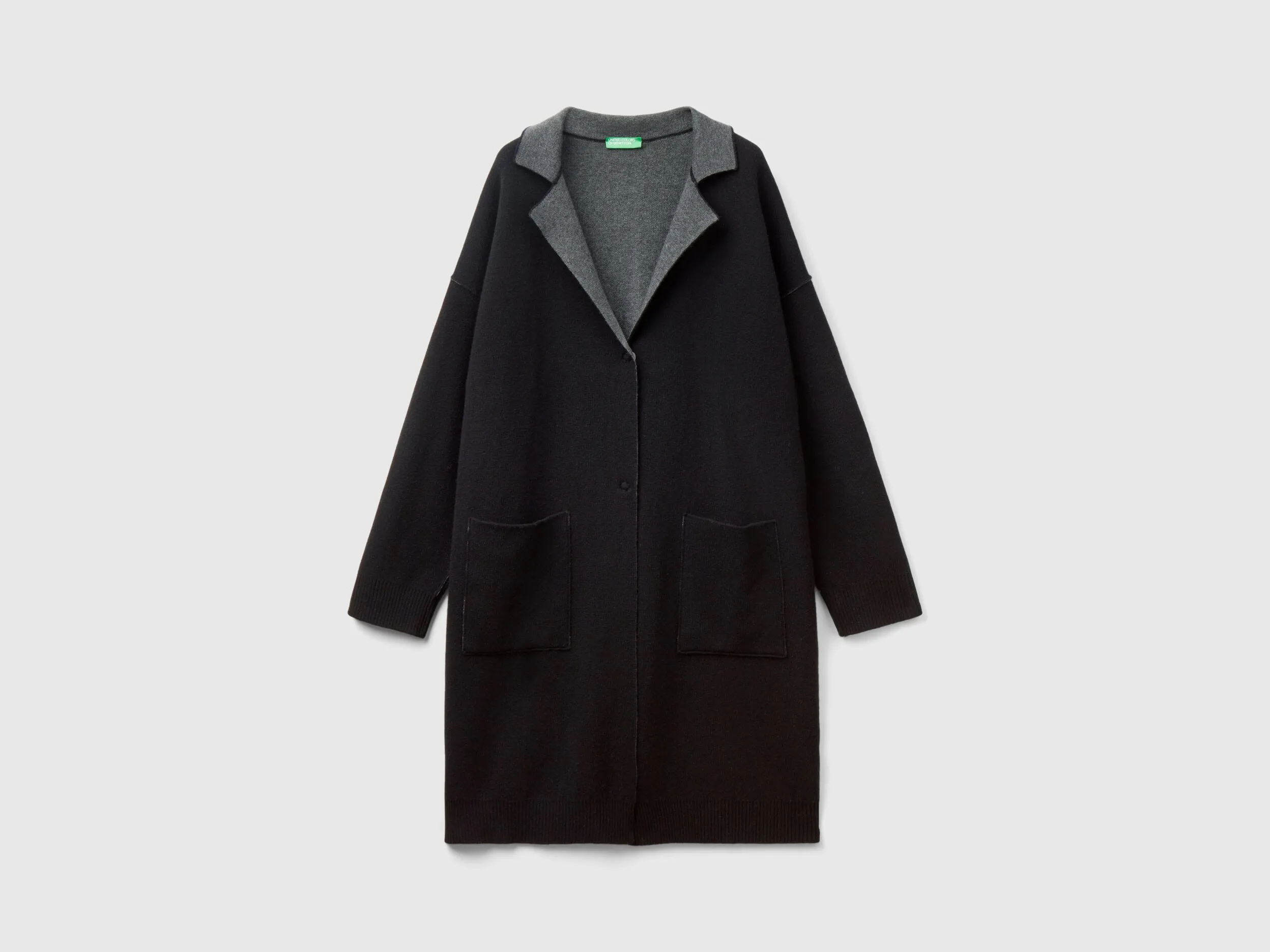 Reversible knit coat - Black | Benetton