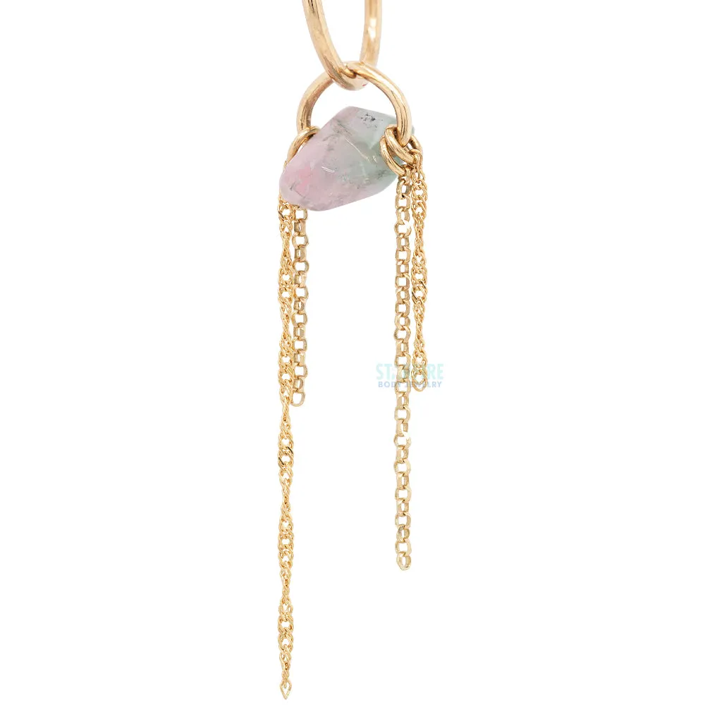 Ring Around the Tourmaline Chain Charm in Gold with Tourmaline