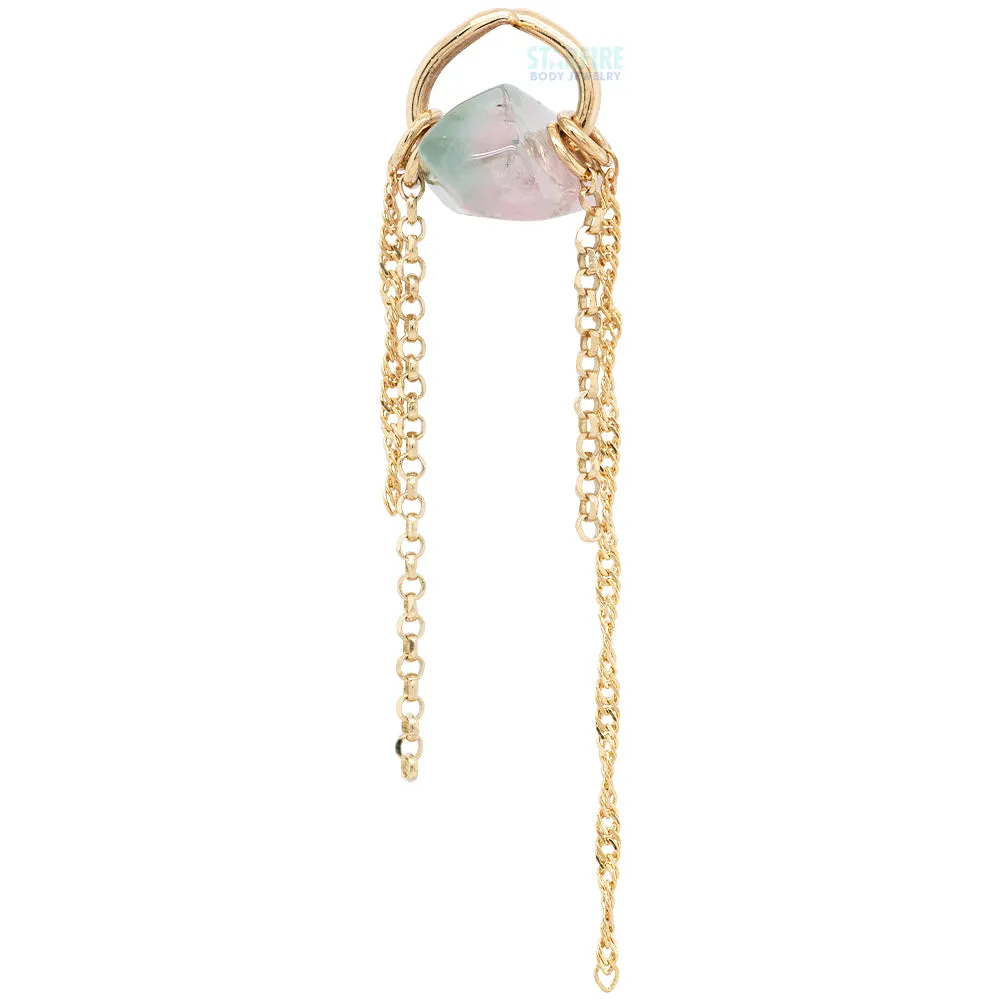 Ring Around the Tourmaline Chain Charm in Gold with Tourmaline