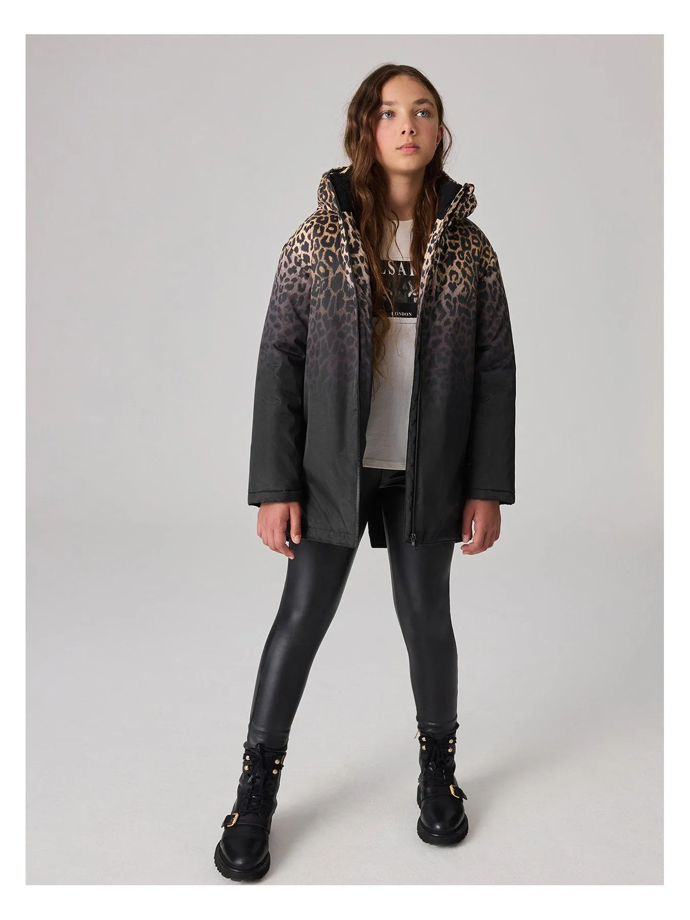 smALLSAINTS Girls Leopard Print Coat