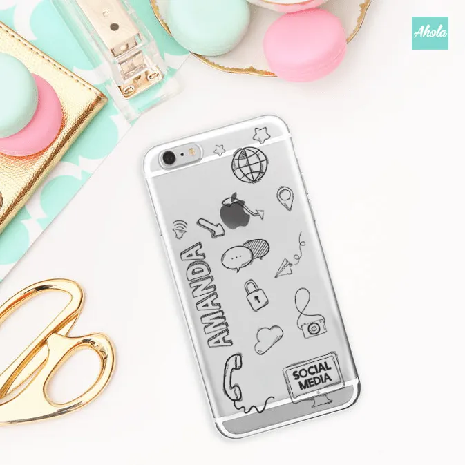 【Social Media】Soft TPU transparent phone case 社交媒體名字透明電話軟殼