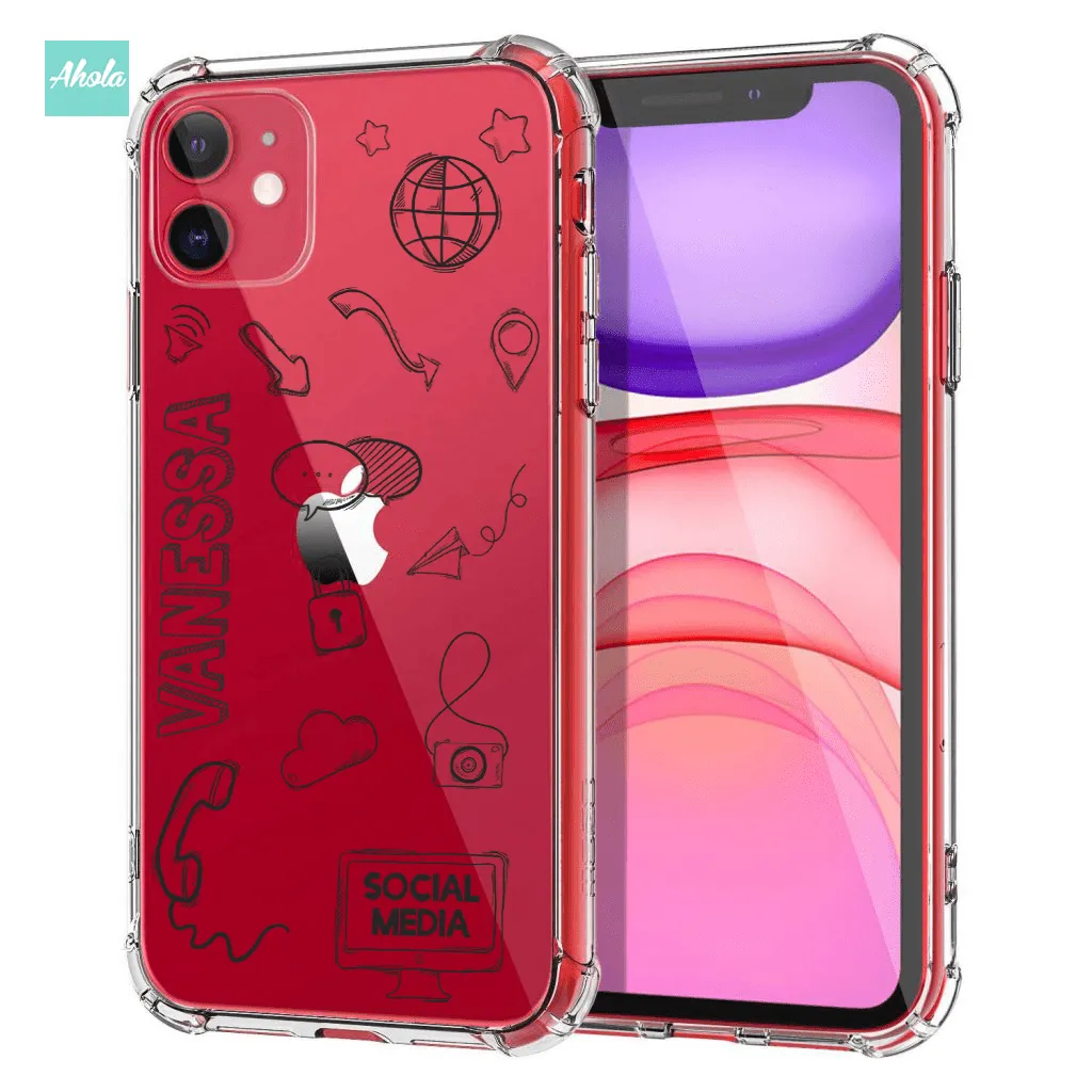 【Social Media】Soft TPU transparent phone case 社交媒體名字透明電話軟殼