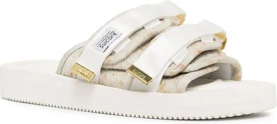 Suicoke Moto-Vhl shearling trim sandals White