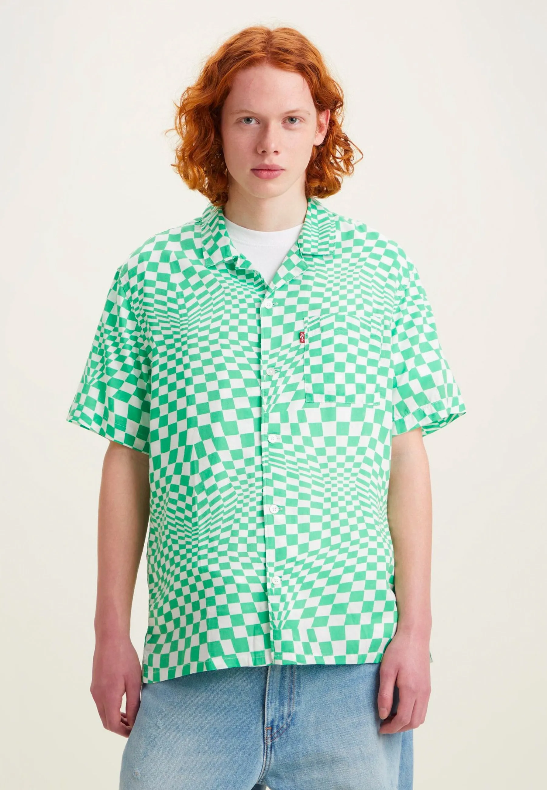 Sunset Camp Shirt - Trippy Checks Green