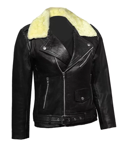 Susan Classic Shearling Black Moto Jacket | TLC