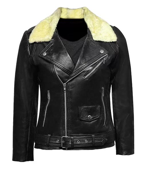 Susan Classic Shearling Black Moto Jacket | TLC