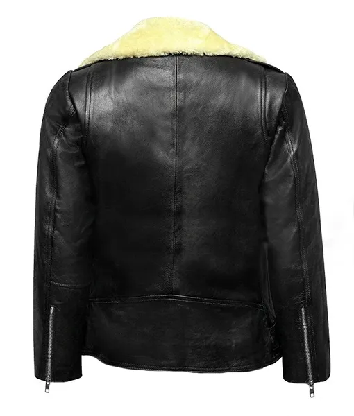 Susan Classic Shearling Black Moto Jacket | TLC