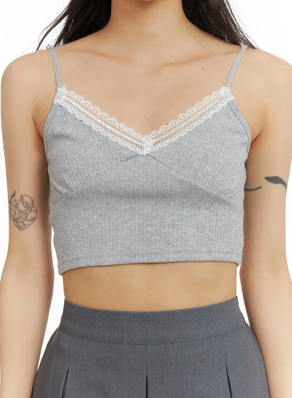 Sweetheart Lace Crop Cami Top CA403