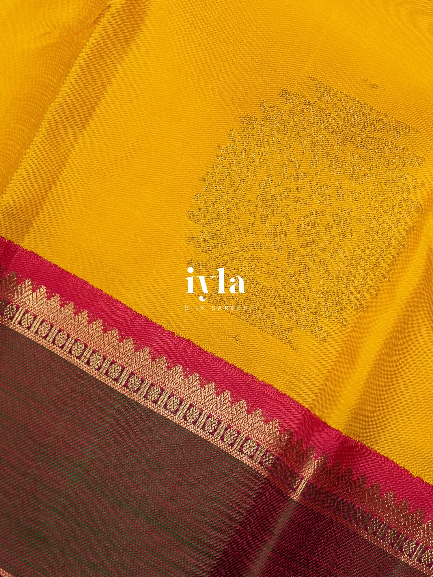 The Amber Yellow Iconic Radiance Kanjeevaram in Pure Gold Zari