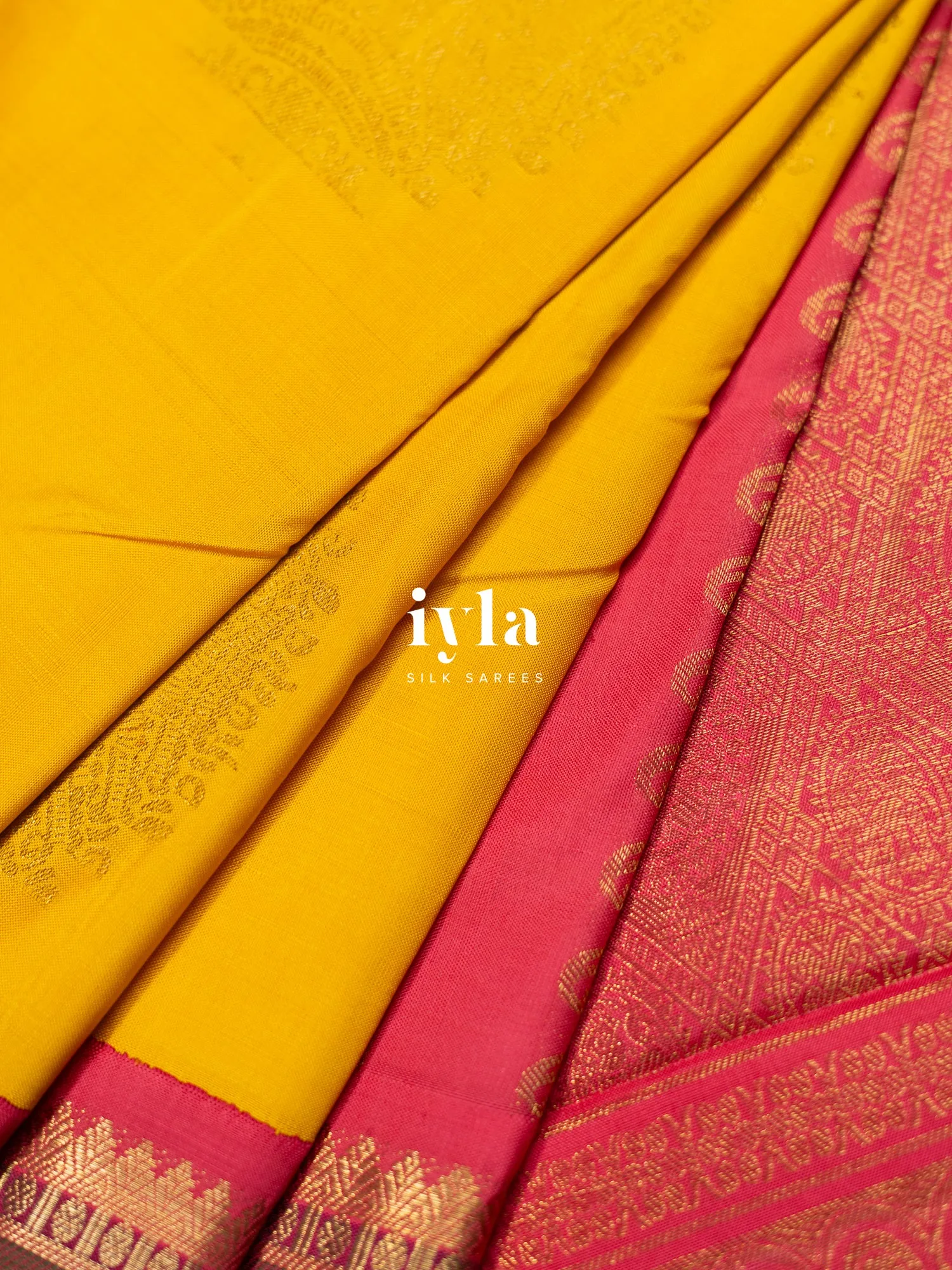 The Amber Yellow Iconic Radiance Kanjeevaram in Pure Gold Zari