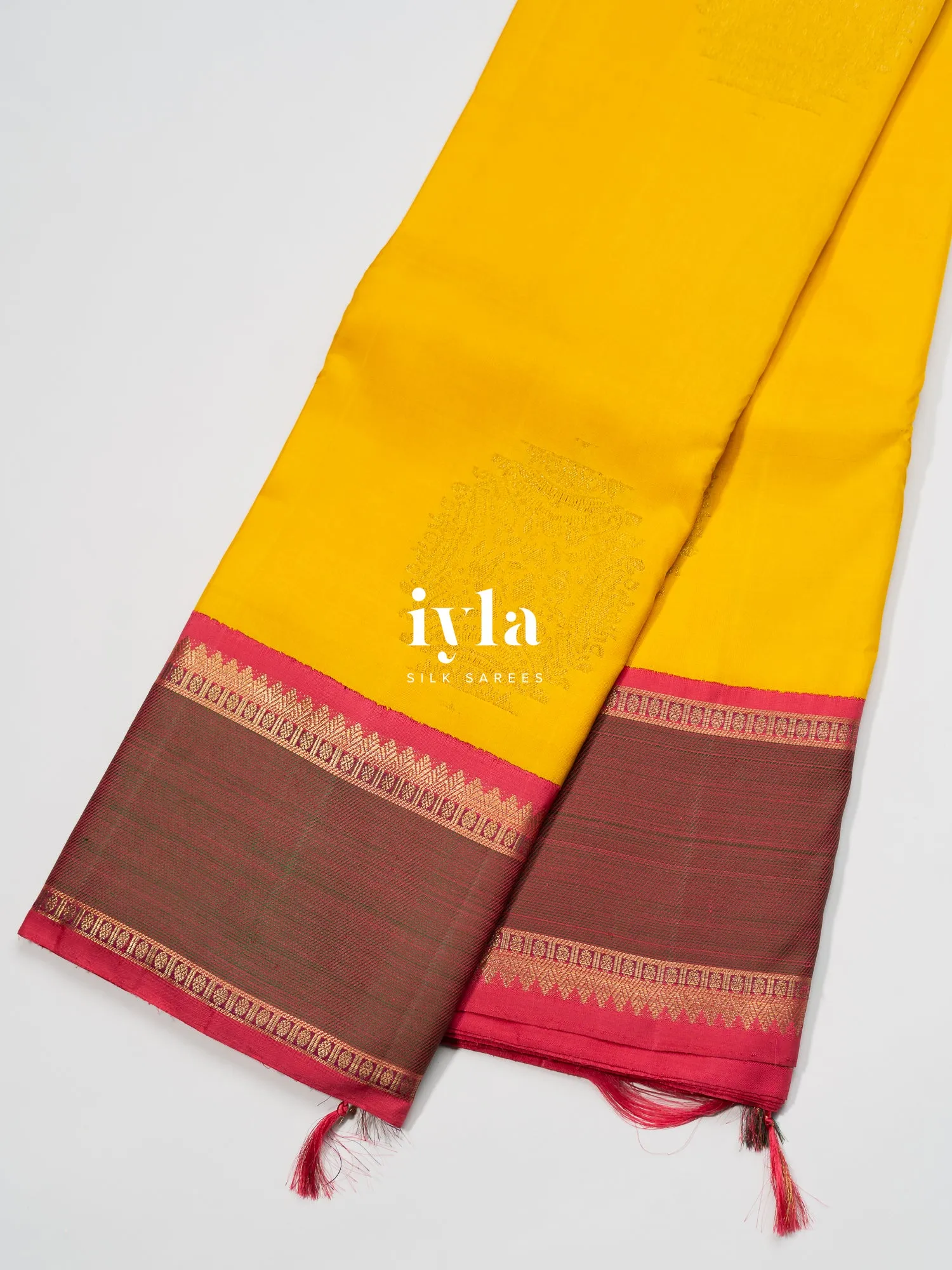 The Amber Yellow Iconic Radiance Kanjeevaram in Pure Gold Zari