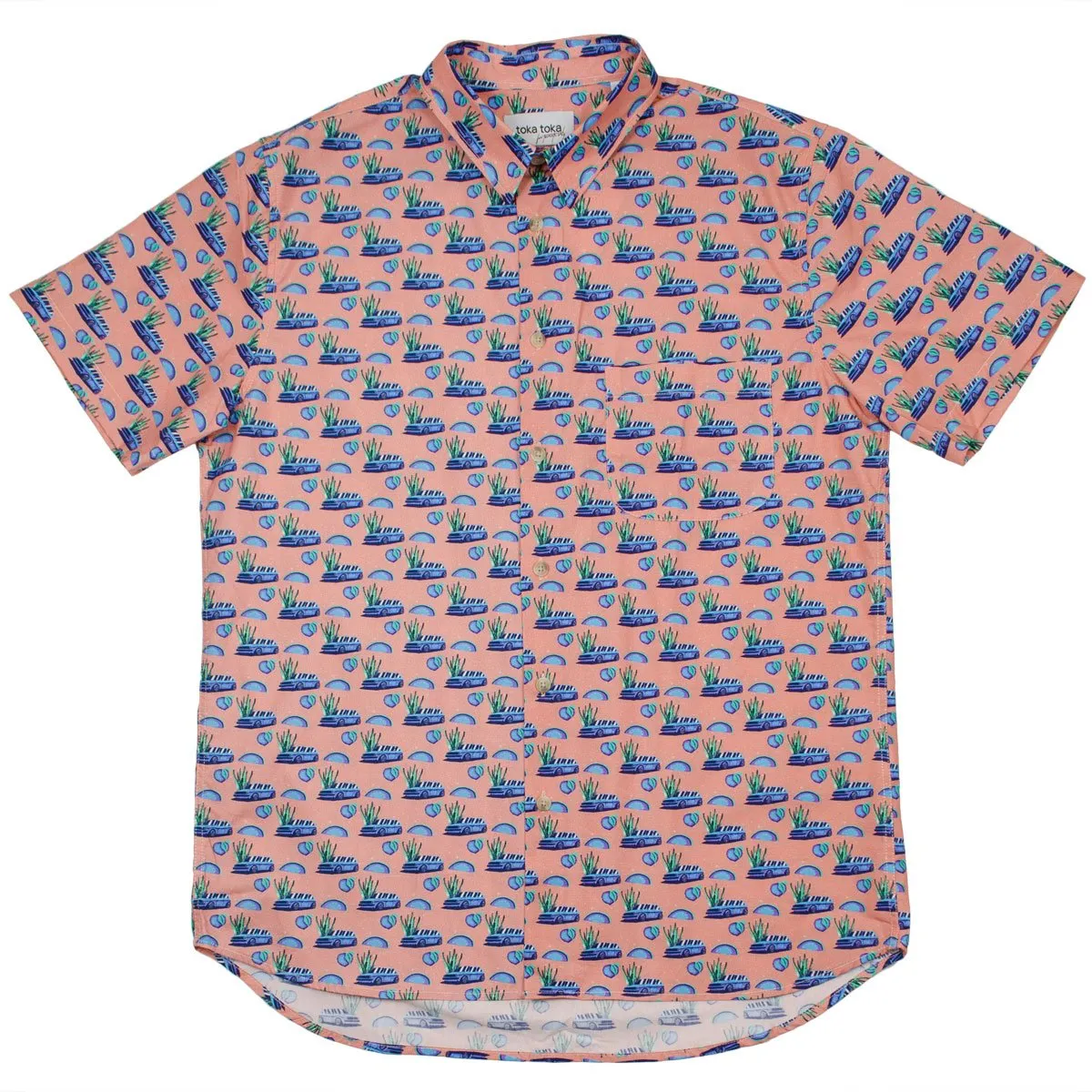 Toka Toka - Ringo Short Sleeve Shirt - Salmon Golf Print