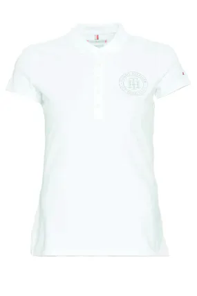 Tommy Hilfiger Women Crystal TH Logo Polo White