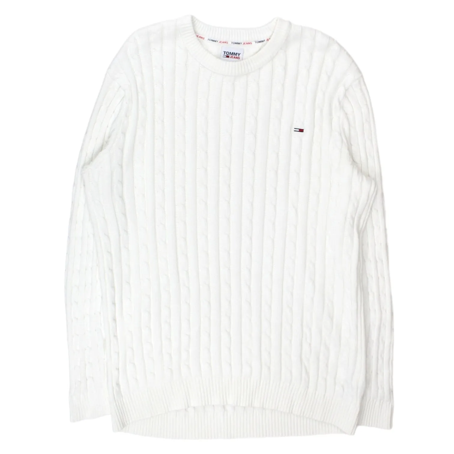 Tommy Jeans White Cable Knit Jumper