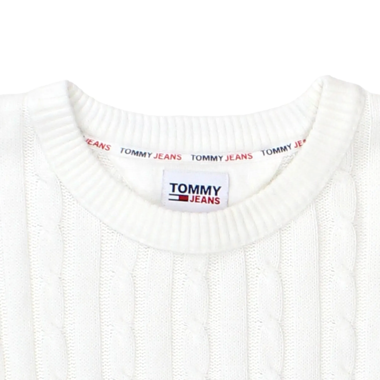 Tommy Jeans White Cable Knit Jumper