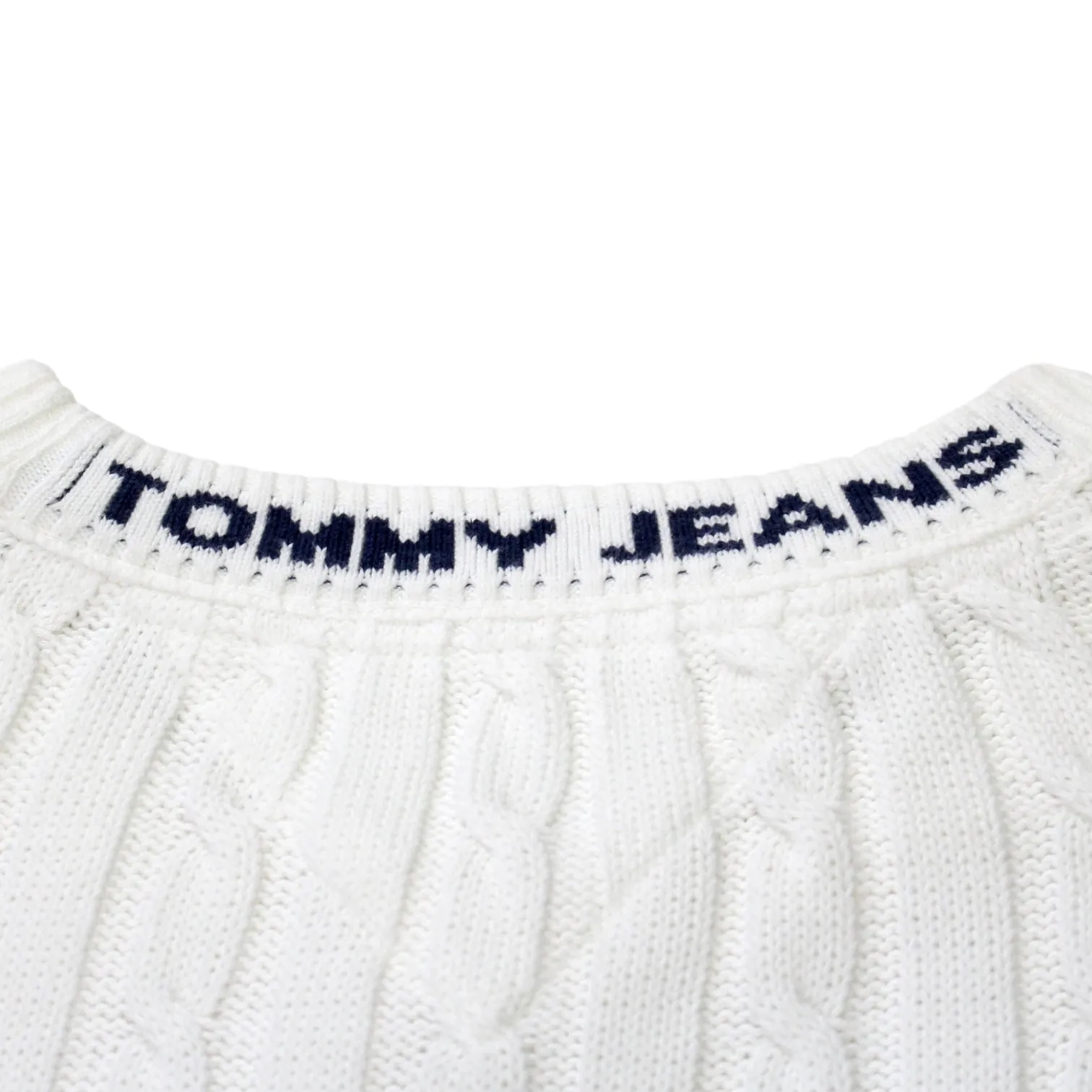 Tommy Jeans White Cable Knit Jumper