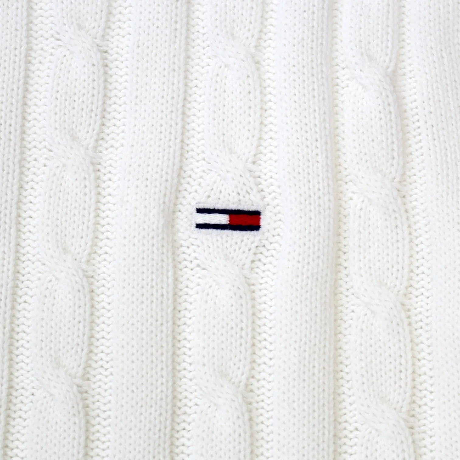 Tommy Jeans White Cable Knit Jumper