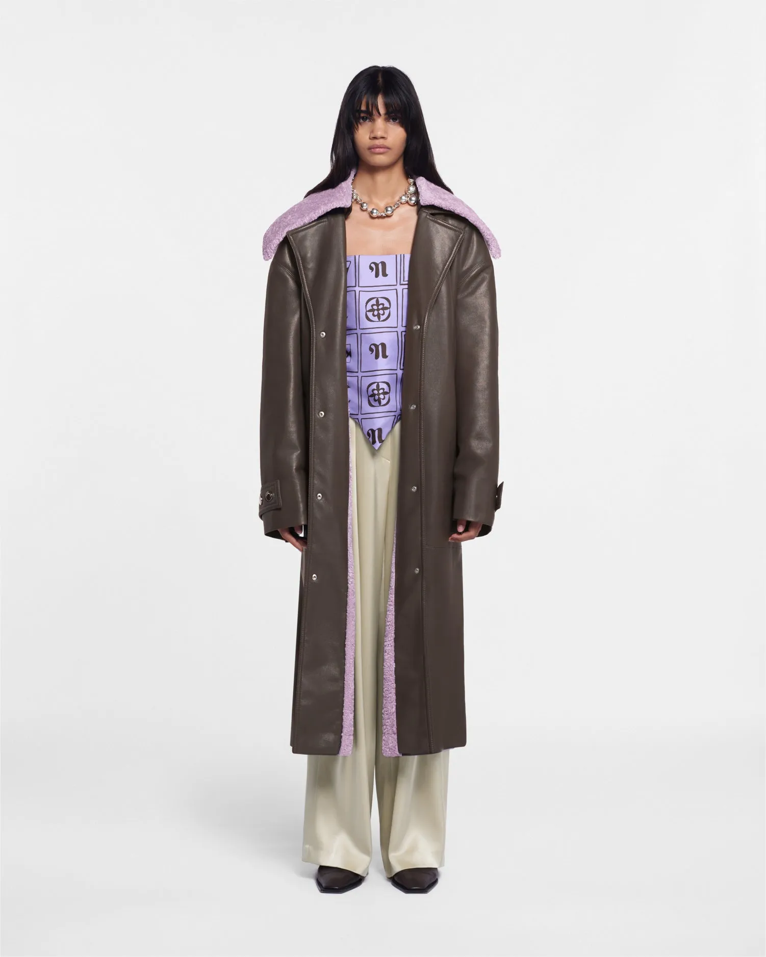 Travis - Sale Faux Shearling Belted Coat - Shiitake