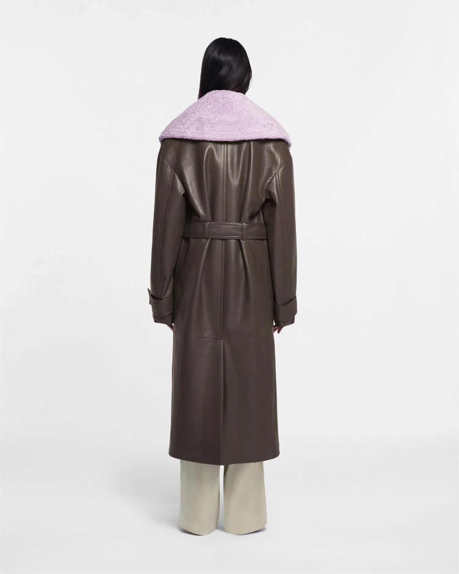 Travis - Sale Faux Shearling Belted Coat - Shiitake