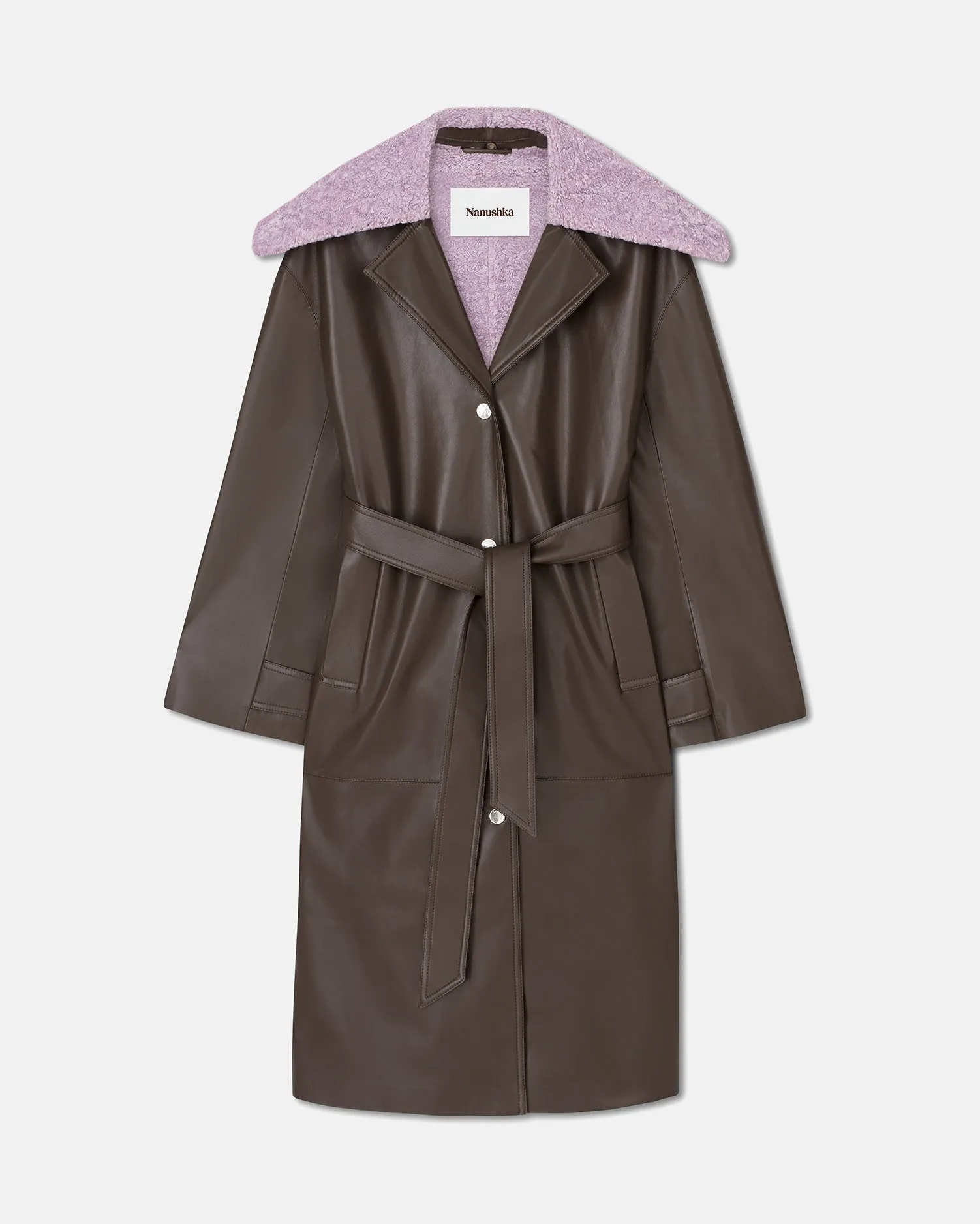 Travis - Sale Faux Shearling Belted Coat - Shiitake