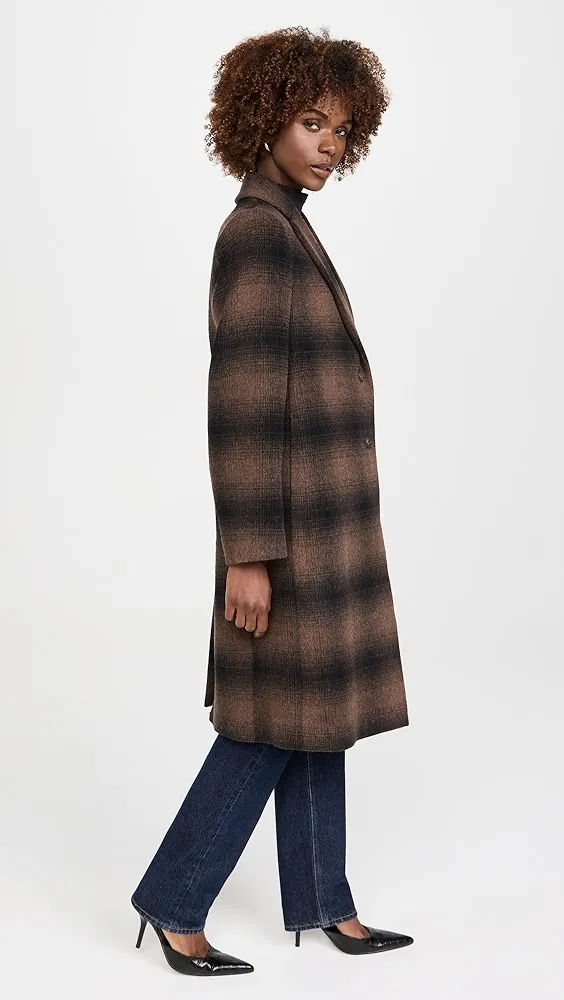 Vince   Shadow Plaid Car Coat 