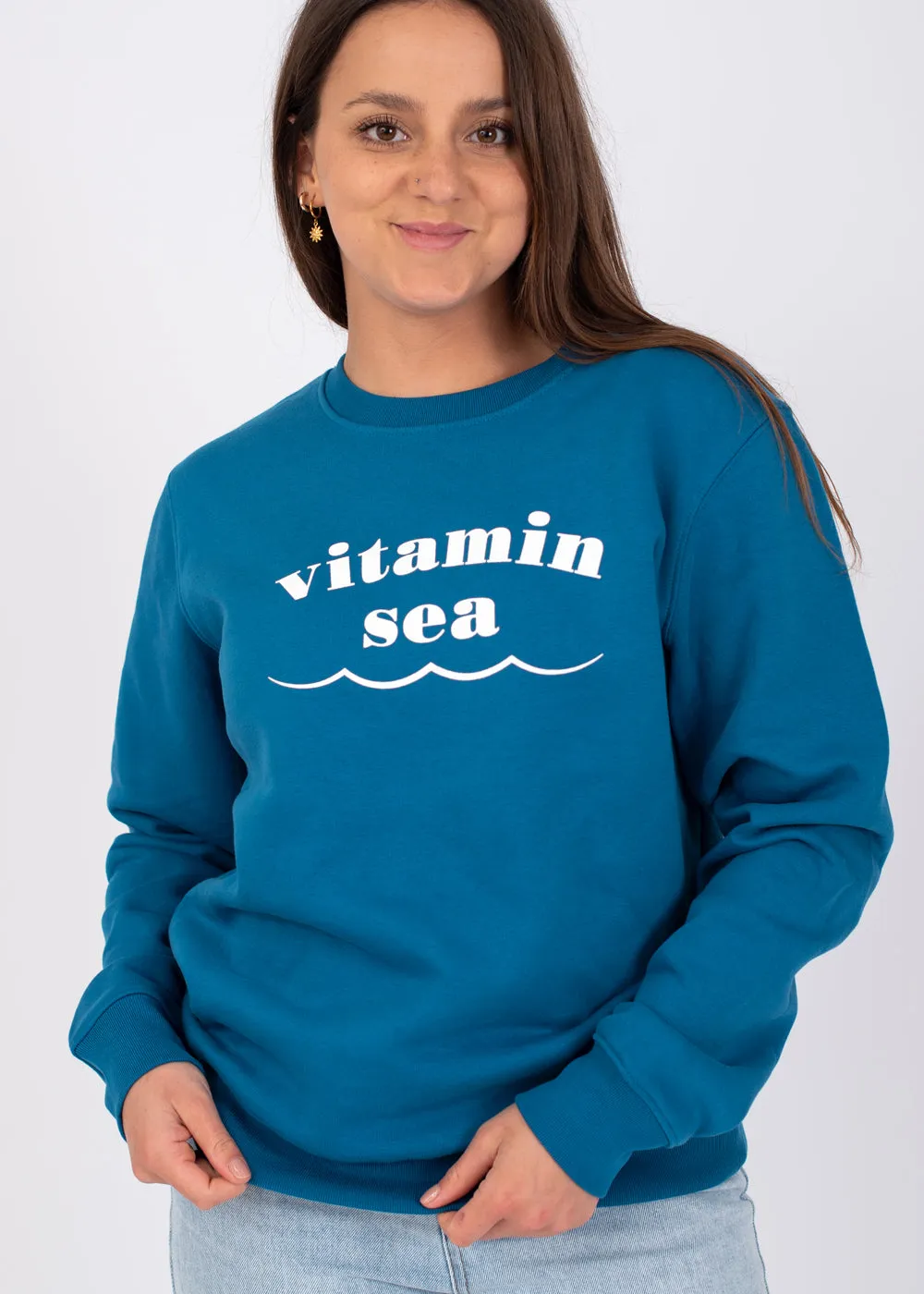 Vitamin Sea Recycled Sweatshirt in Mid Blue