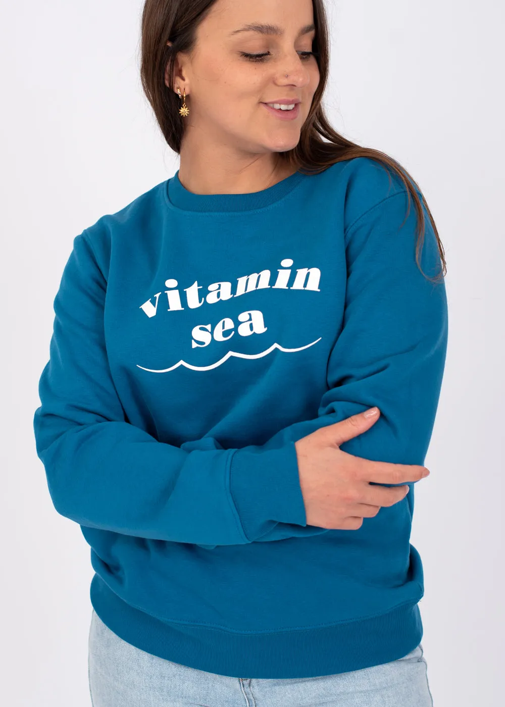 Vitamin Sea Recycled Sweatshirt in Mid Blue