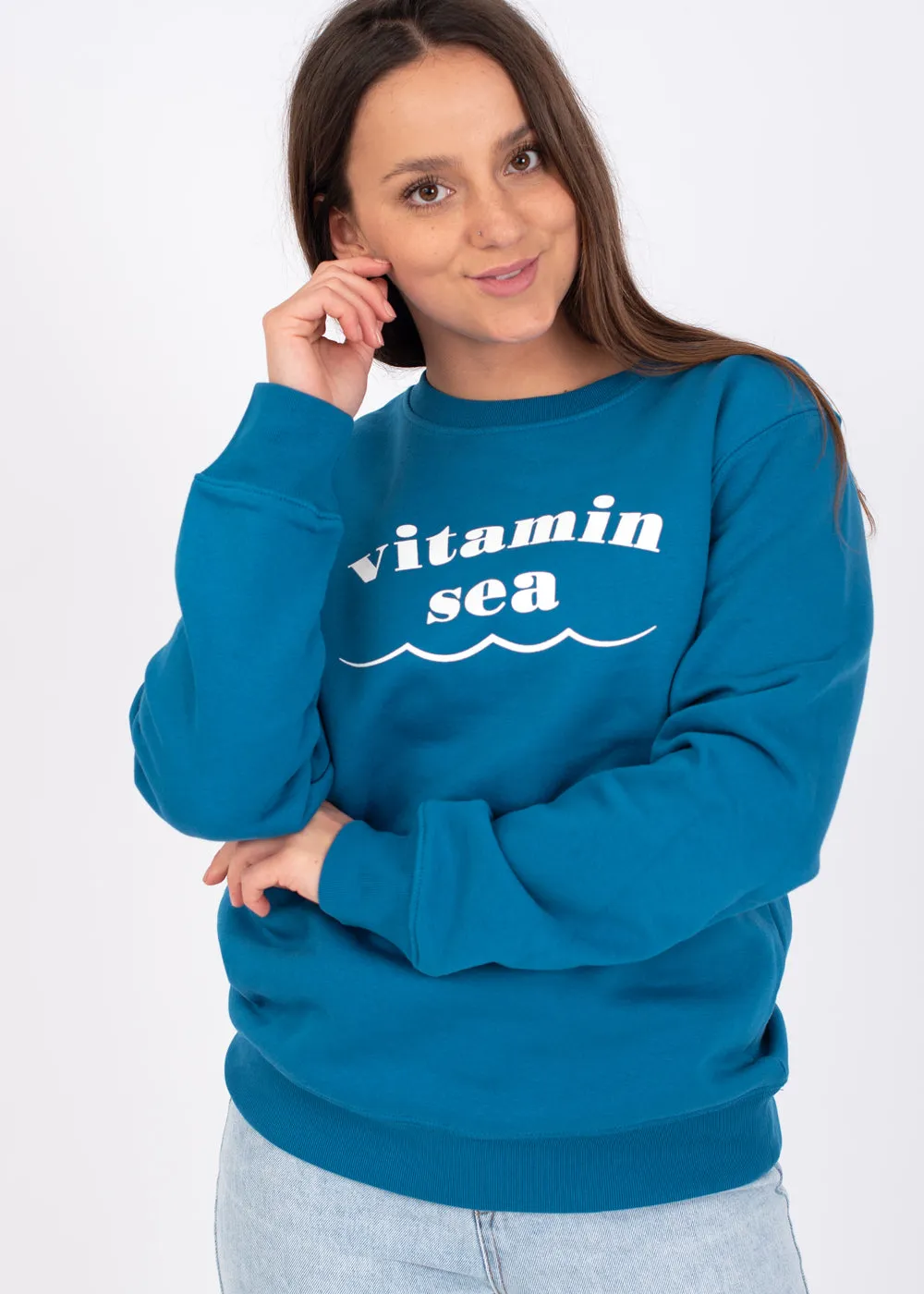 Vitamin Sea Recycled Sweatshirt in Mid Blue