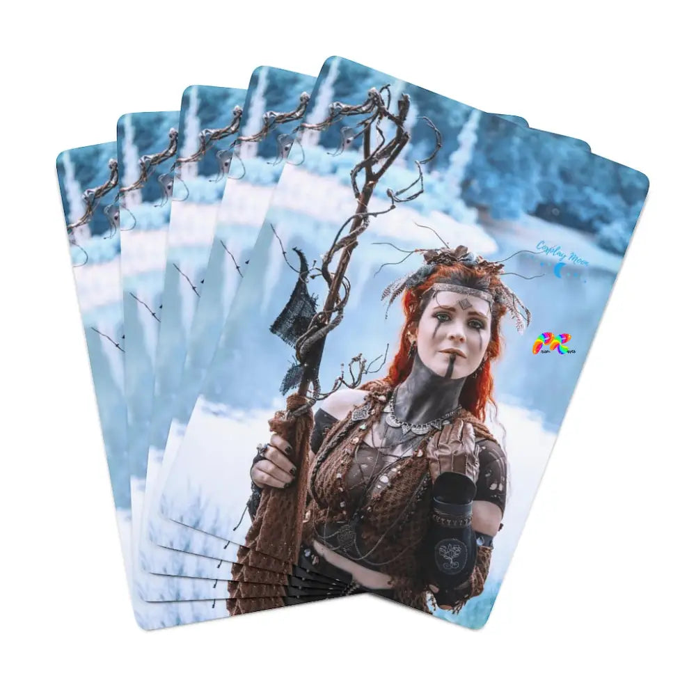 Warrior Woman In The Snow Poker Cards