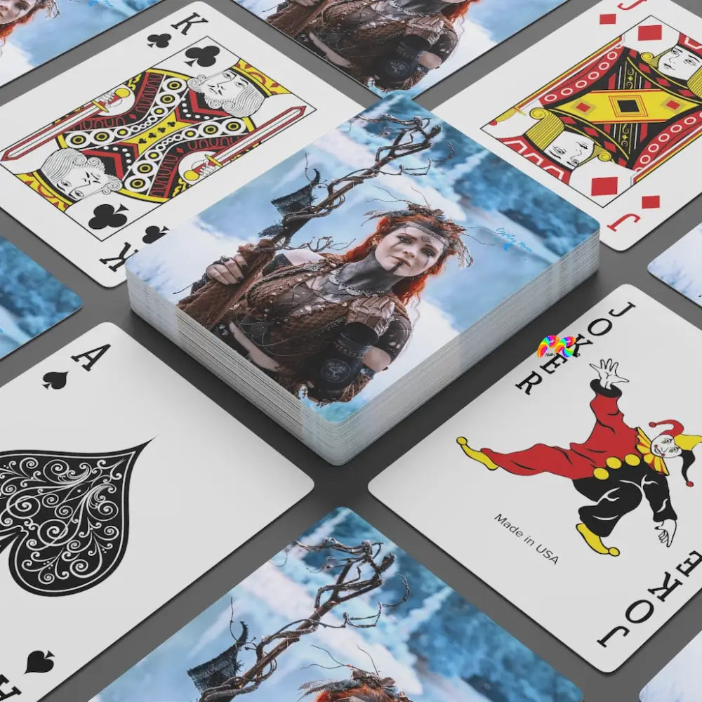 Warrior Woman In The Snow Poker Cards