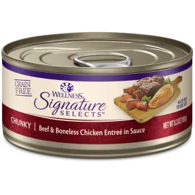 Wellness Signature Selects Grain Free Natural Beef and White Meat Chicken Entree in Sauce Wet Canned Cat Food